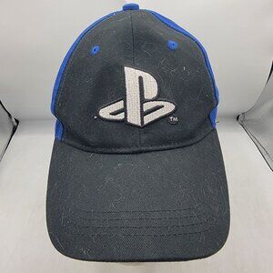 PlayStation Adults Black Blue Hat Video Games Casual Comfort Lightweight